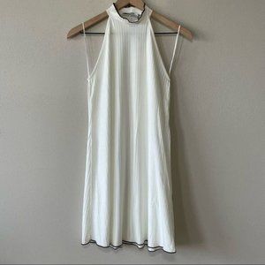 Trafaluc White/Cream Colored Halter Ribbed Tunic Dress